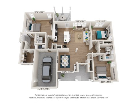 a floor plan is shown in this rendering